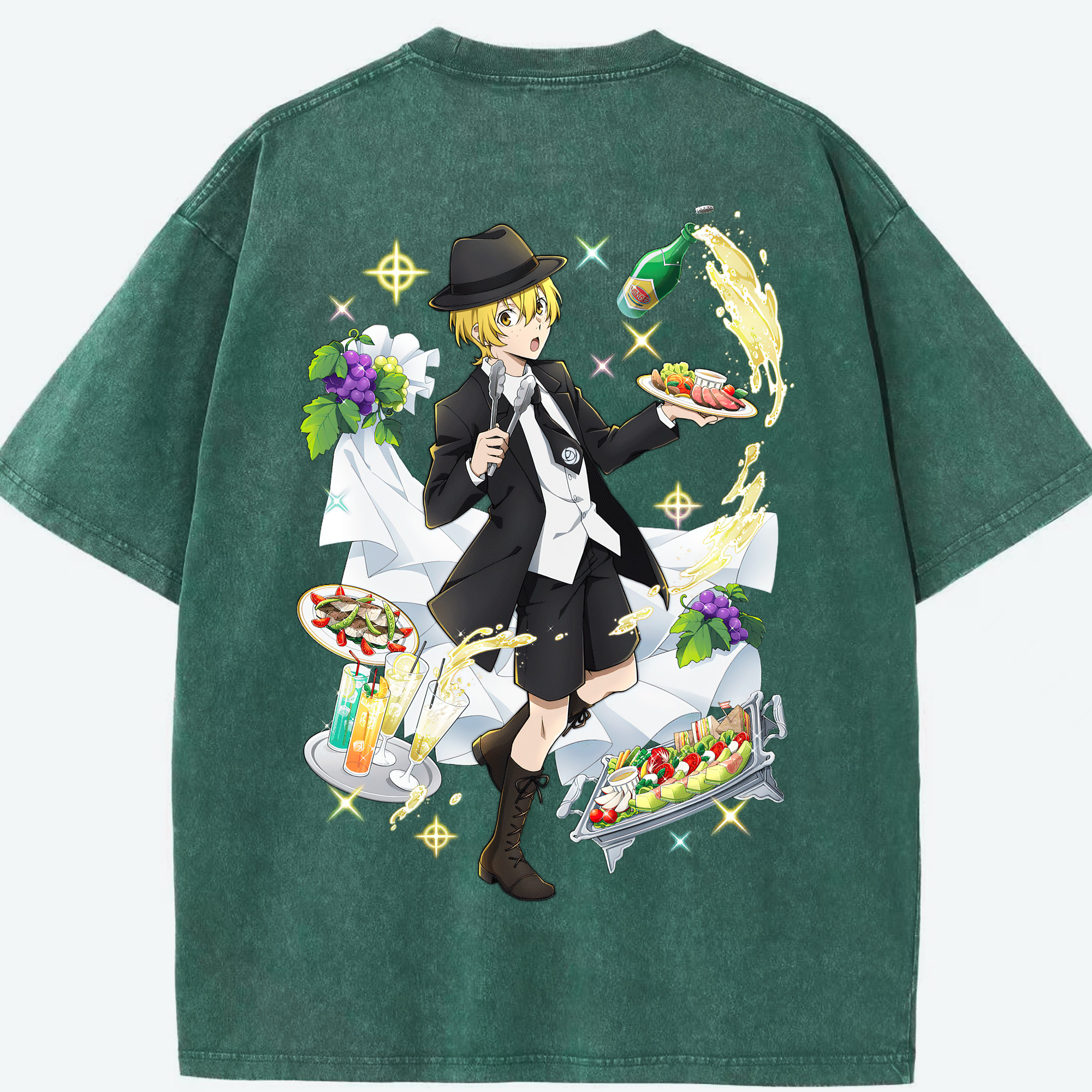 （画像用） 文豪ストレイドッグス Bungo Stray Dogs 綿100% ヴィンテージ風 半袖Tシャツ（背面プリント）